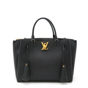 LOUIS VUITTON Lockme Handbag Tassel Leather Noir Black Strap